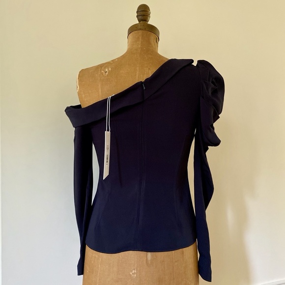 Cushnie et Ochs Navy One-Shoulder Gathered Sleeved Top NWT - Picture 11 of 15